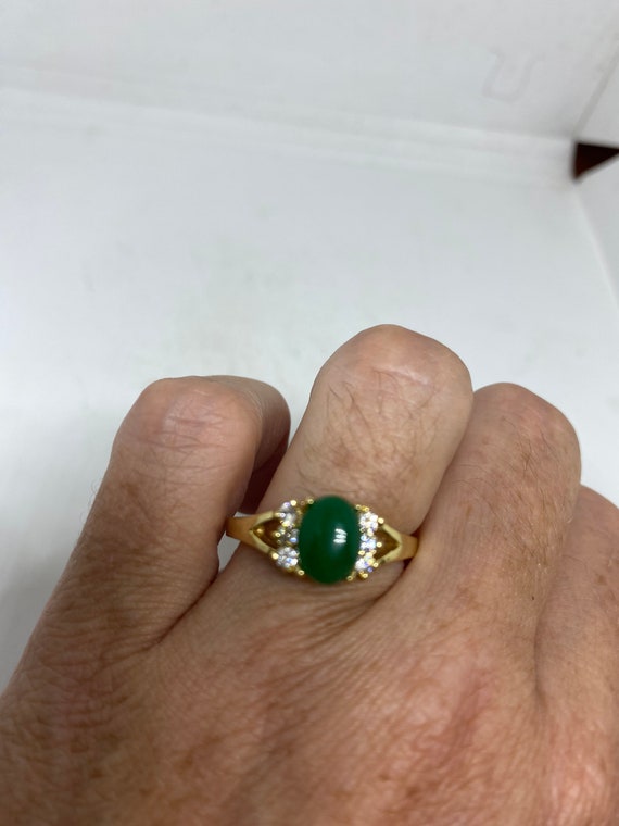 Vintage Lucky Green Nephrite Jade Ring - image 7
