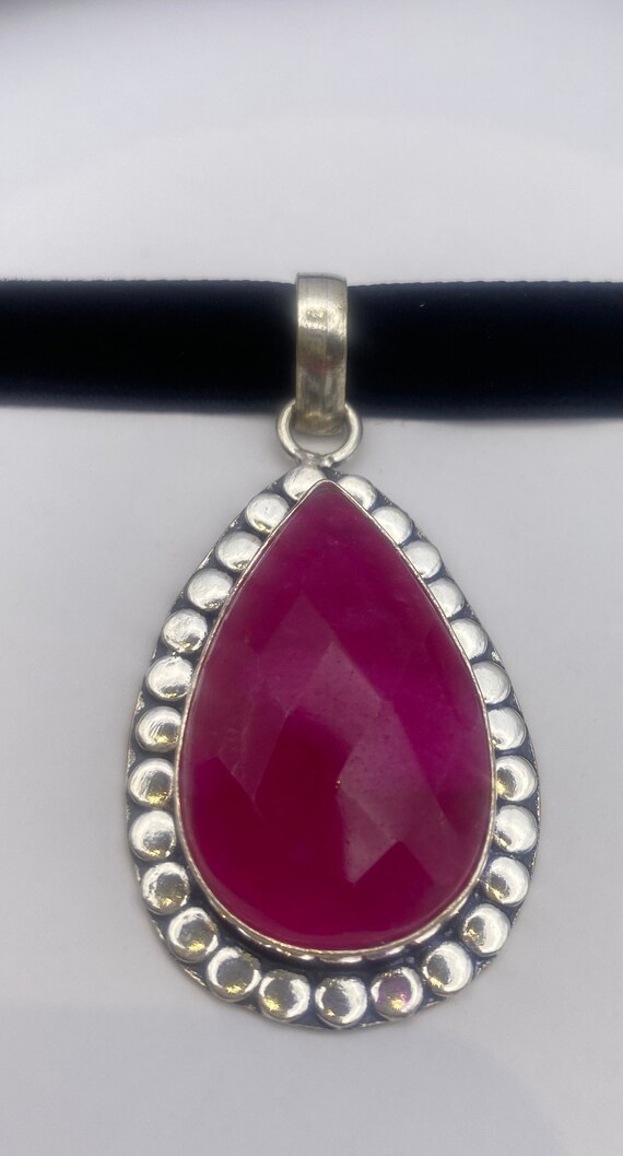 Vintage Antique Pink Raw Ruby Choker Necklace - image 2