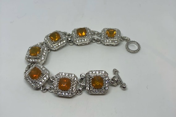 Vintage Orange Fire Opal Bracelet 925 Sterling Si… - image 4