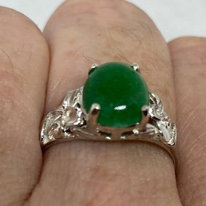 Vintage Grün Jade 925 Sterling Silber Ring Größe 8
