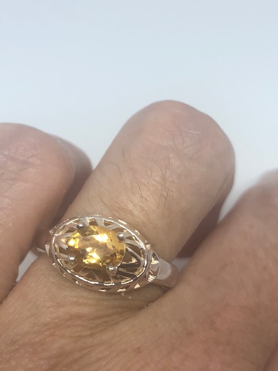 Vintage Handmade Golden Genuine Citrine 925 Sterl… - image 1