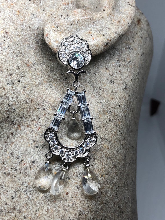 925 Sterling Silver CZ Crystal Chandelier Earring… - image 7