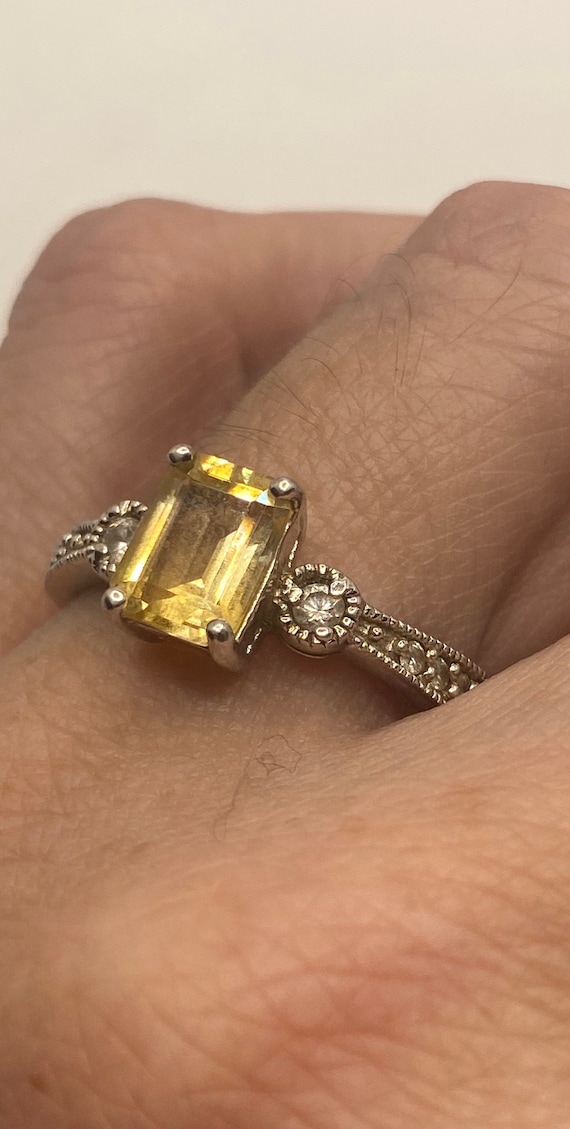 Vintage Golden Citrine 925 Sterling Silver Ring