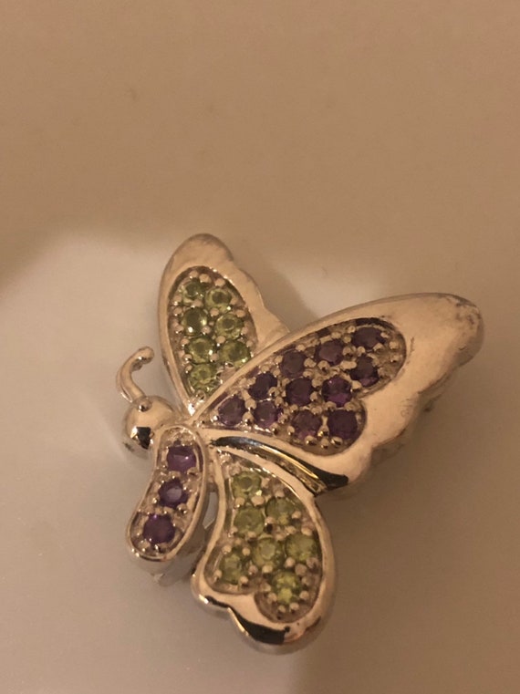 Vintage Handmade Peridot and Amethyst Sterling Si… - image 7