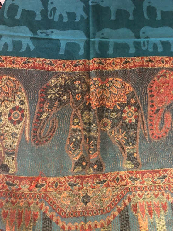 Vintage Elephant Paisley Brocade Pashmina Scarf Wrap Shawl - Etsy
