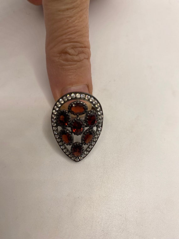 Vintage Red Garnet 925 Sterling Silver Ring - image 6