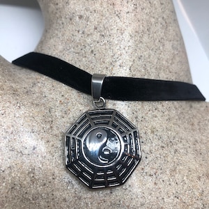 Vintage Stainless Steel Ying Yang Pendant Necklace