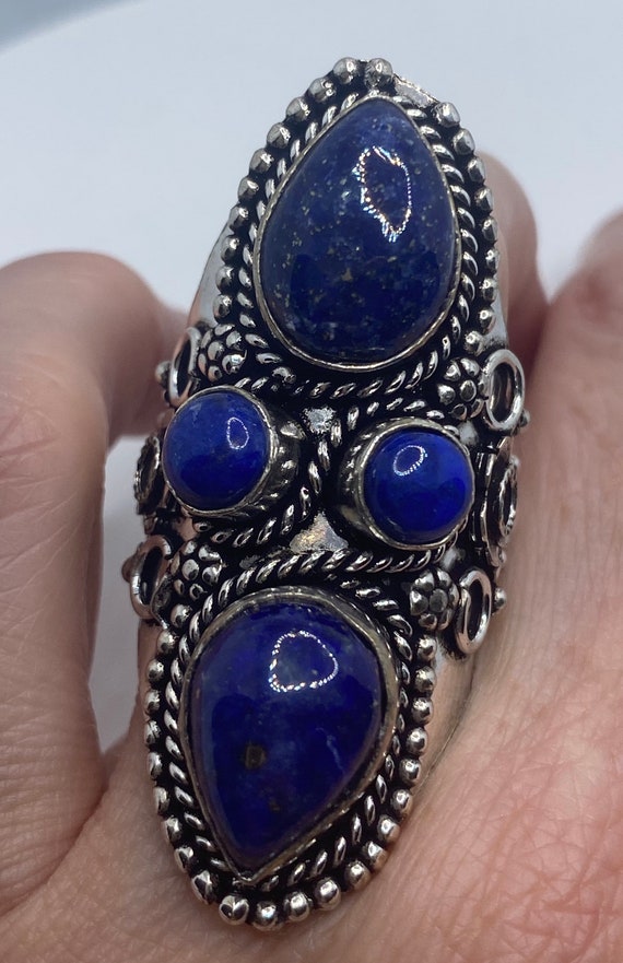 Vintage Blue Genuine Lapis Lazuli Ring Size 8