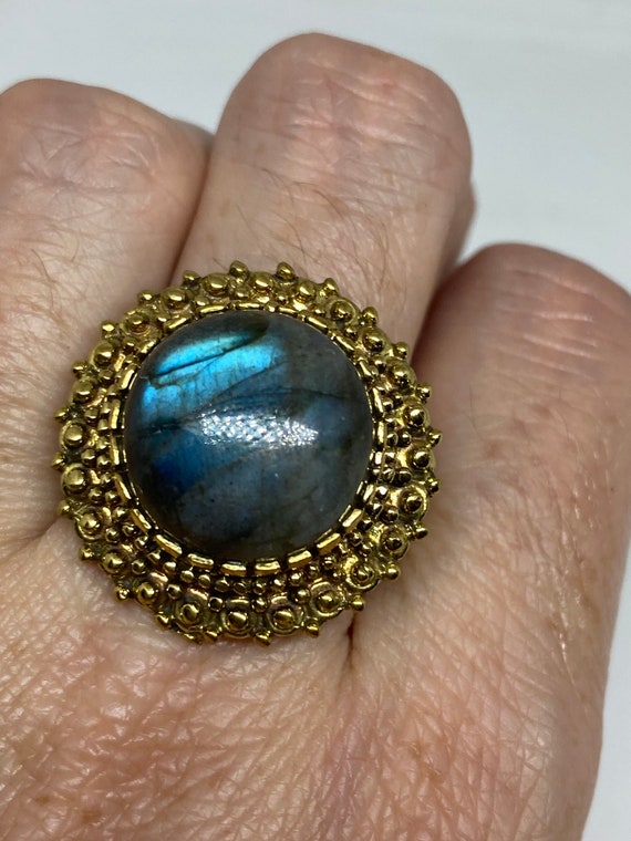 Vintage Rainbow Labradorite Bronze Ring