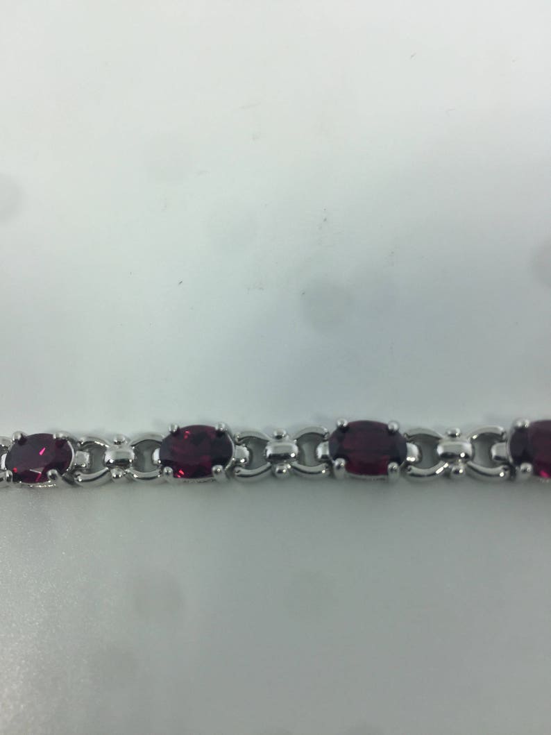 Vintage Bohemian Red Garnet Bracelet 925 Sterling Silver