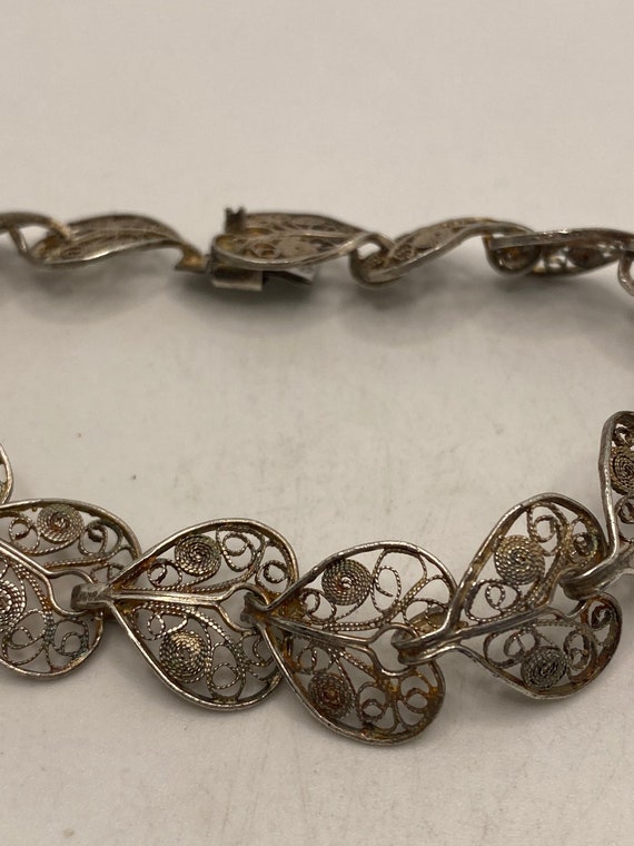 Vintage 925 Sterling Silver Filigree Grape Bracel… - image 5