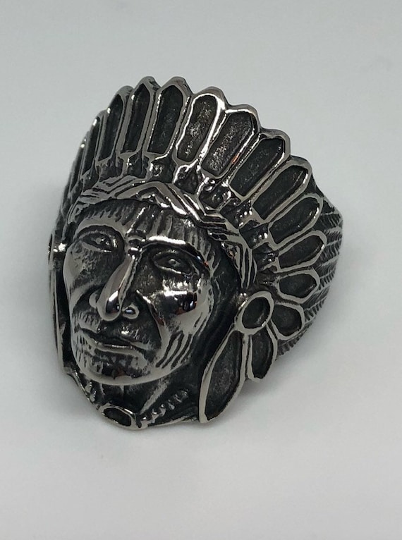 Vintage Native American Chief Silver Stainless St… - image 1