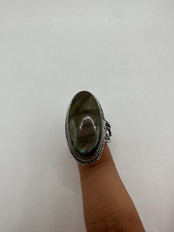 Vintage Large Labradorite Rainbow Moonstone Stone… - image 4