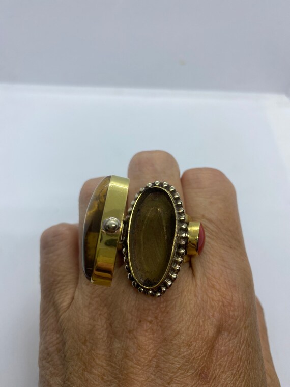 Vintage Poison Pillbox Ring Adjustable Bronze - image 4