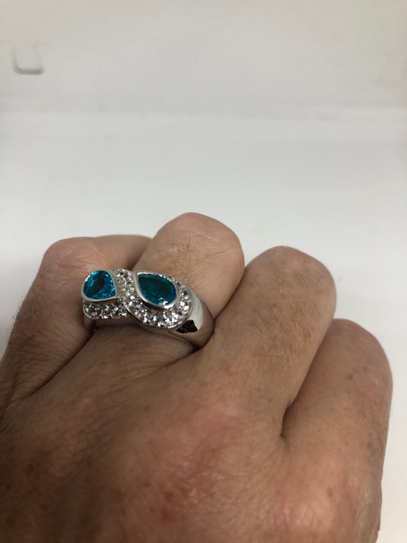 Vintage Genuine Blue Topaz 925 Sterling Silver Ri… - image 3