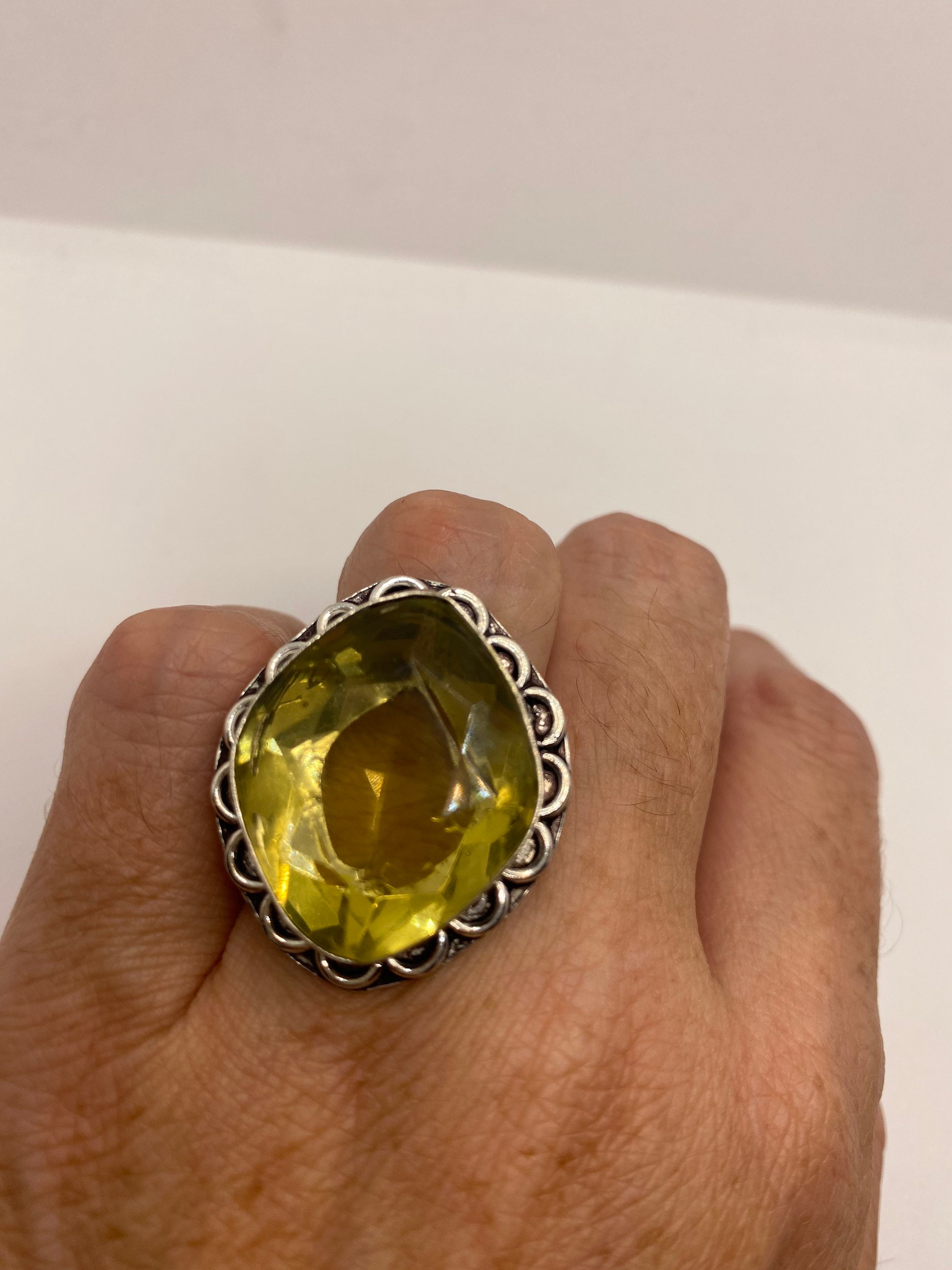 Vintage Yellow Yellow Glass Ring Antique Art Glass Cocktail - Etsy 