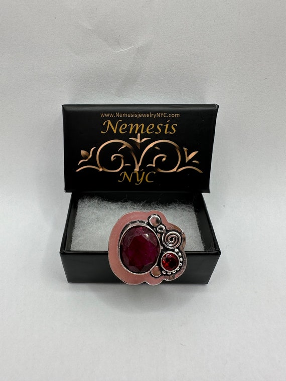 Vintage Handmade Raw Pink Ruby Silver Gothic Ring - image 6