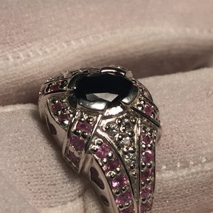 Vintage Handmade Deep Blue Sapphire Setting 925 Sterling Silver Gothic Ring