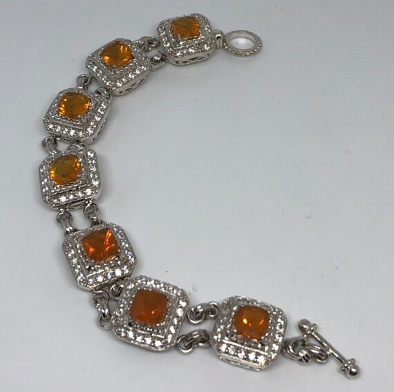 Vintage Orange Fire Opal Bracelet 925 Sterling Si… - image 9