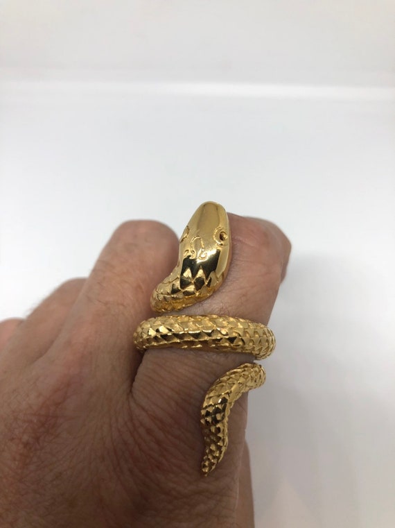 Vintage Gothic Golden Stainless Steel Snake Mens … - image 2