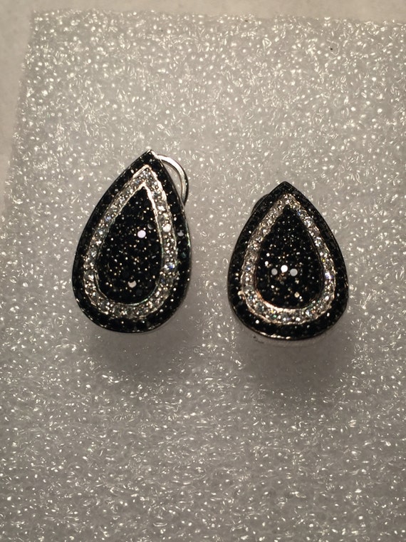 Vintage Black Crystal Diamond Look Chandelier Ear… - image 4