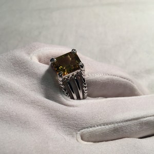 Vintage gotisk gyllene citronkvarts Wiccan måne 925 sterlingsilverring bild 4