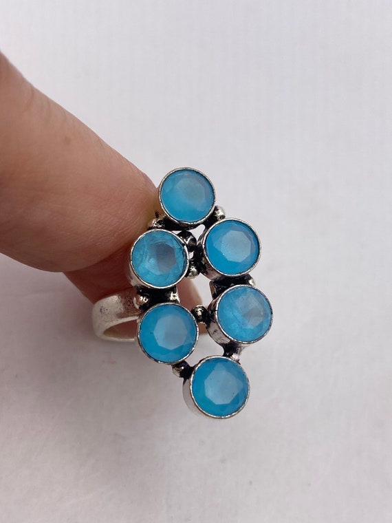 Vintage Genuine Blue Chalcedony Cocktail Statemen… - image 2