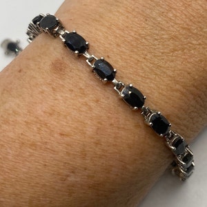 Vintage Blue Black Sapphires 925 Sterling Silver Bracelet