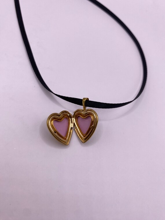 Vintage Heart Mom Locket Choker Gold Filled Neckl… - image 4