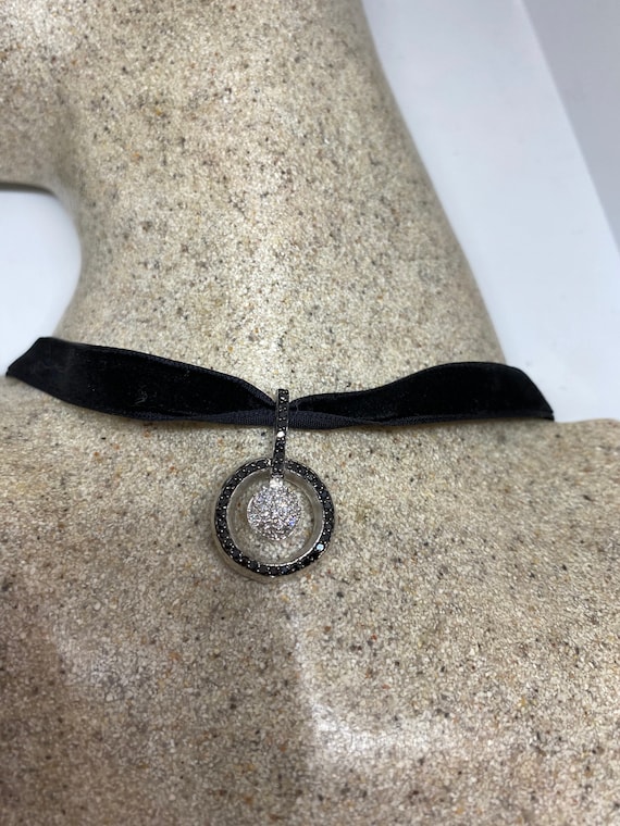 Vintage Handmade 925 Sterling Silver Rhodium Black and White