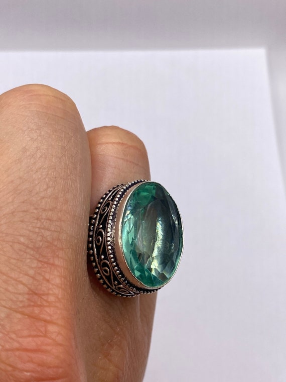 Vintage Green Antique Glass Cocktail Ring - image 5