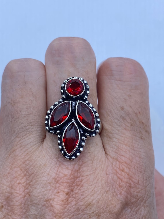 Vintage Red Ruby Glass Ring Antique Art Glass