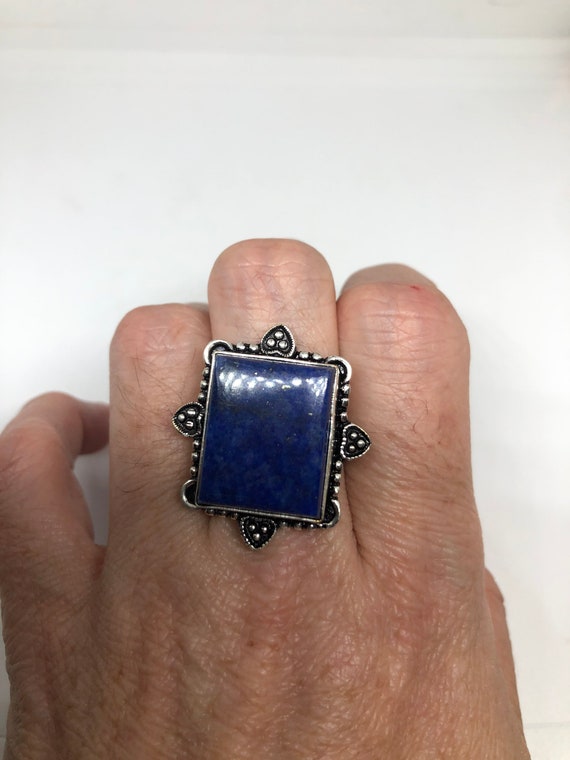 Vintage Blue Genuine Lapis Lazuli Cocktail Ring - image 2