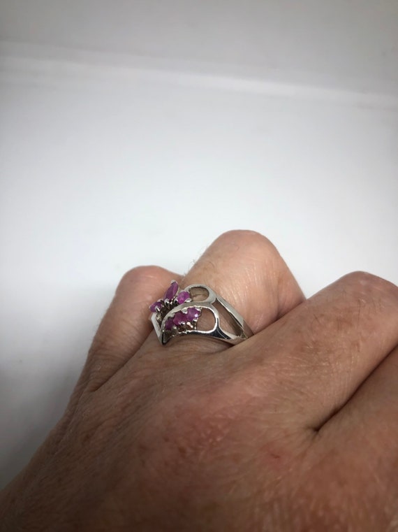 Vintage Genuine Pink Ruby 925 Sterling Silver Ring - image 9