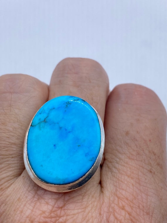 Vintage Blue Genuine Tibetan Turquoise Ring Size … - image 1