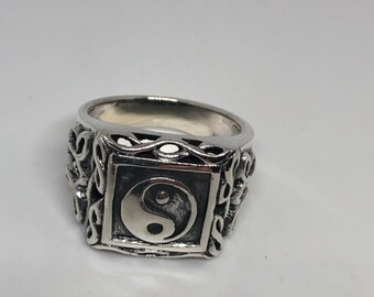 Bague vintage gothique Yin Yang pour homme en argent sterling 925