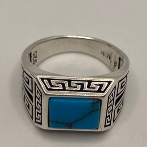 Vintage Turquoise Mens Ring in 925 Sterling Silver - Etsy