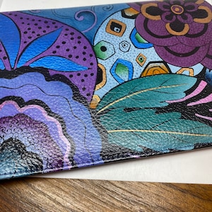 Hand Painted Paisley Genuine Leather Anushka Wallet Clutch Bag