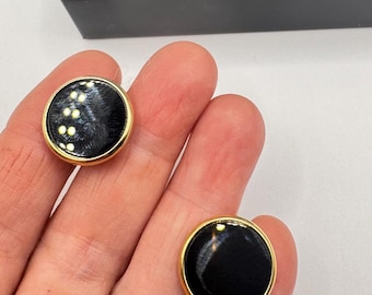 Vintage Black Onyx Golden Filled Cuff Links