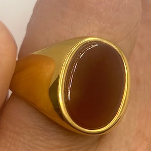 Vintage Gold Detailed Red Carnelian Mens Ring