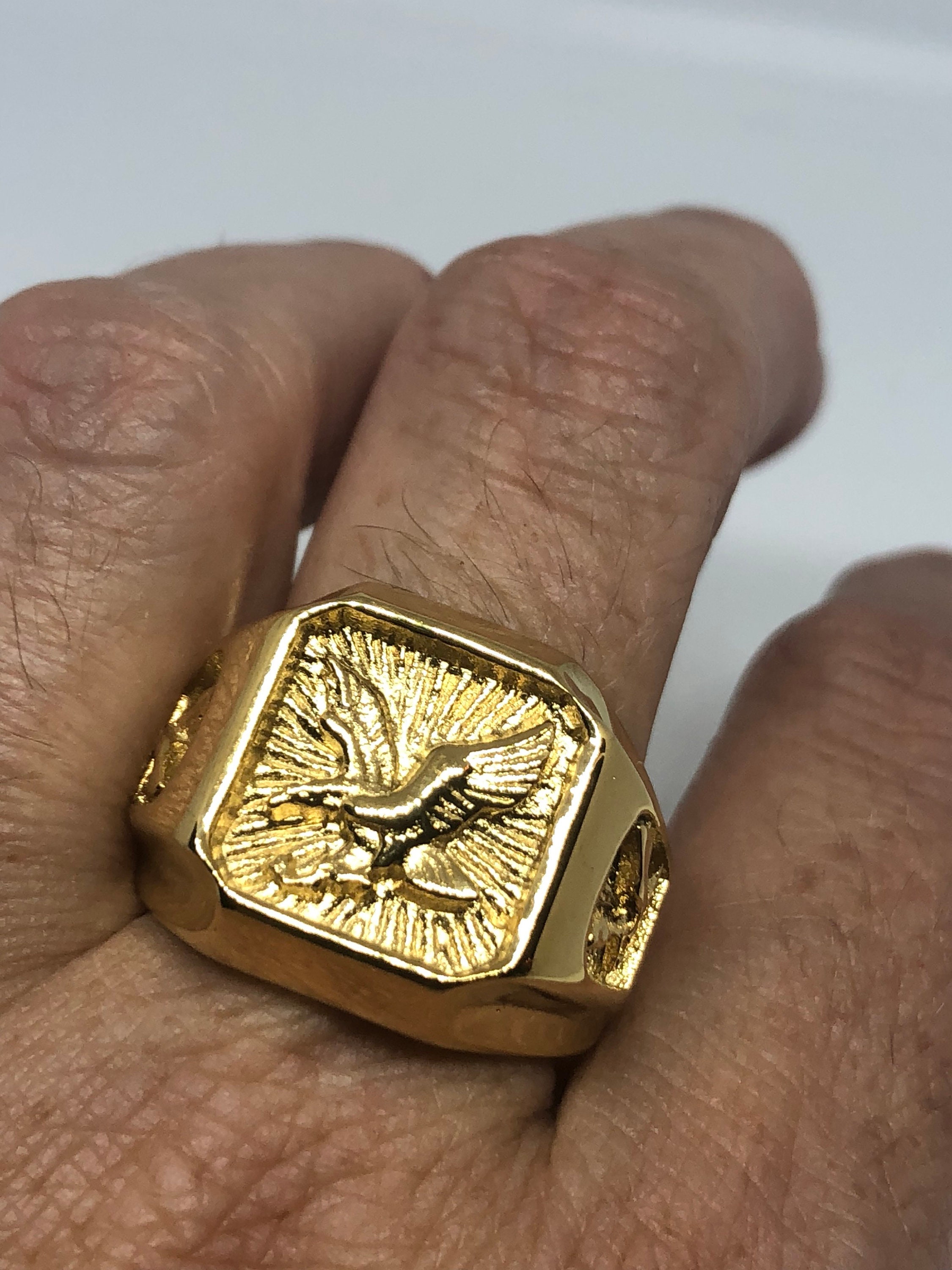 14K Gold Eagle, Globe & Anchor Ring - The Marine Shop