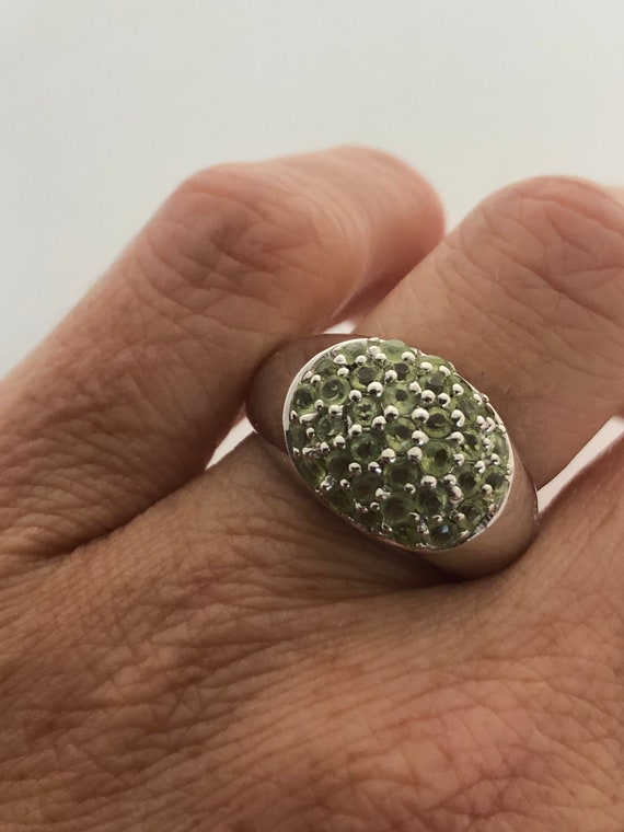 ヴィンテージ ハンドメイド 本物 グリーン ペリドット 925 