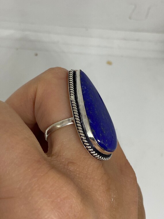 Vintage Blue Genuine Lapis Lazuli Ring Size 7 - image 6