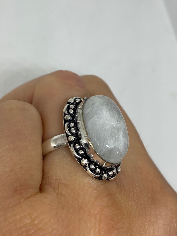 Vintage Genuine Rainbow Moonstone Ring - image 2