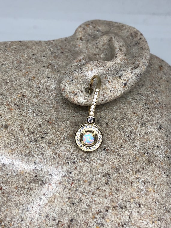 Vintage White Opal Earrings White Sapphire 925 St… - image 1