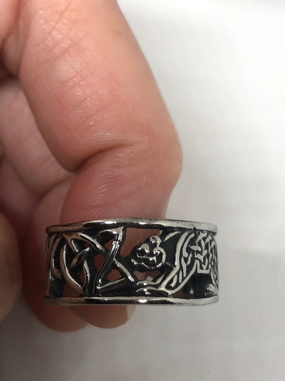 Vintage Celtic Knot Bear Stainless Steel Band Infi