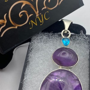 Vintage Purple Amethyst Choker Bohemian Cabochon Droplet Necklace