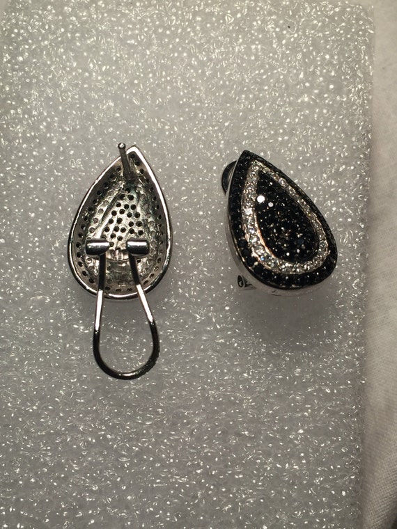 Vintage Black Crystal Diamond Look Chandelier Ear… - image 2