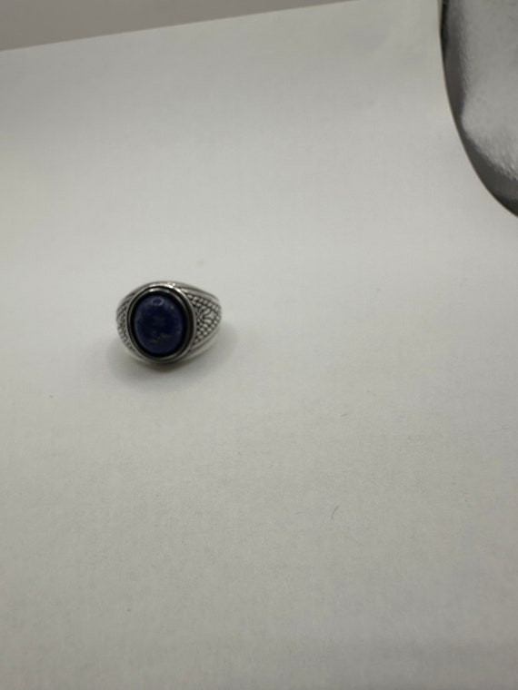 Vintage Blue Lapis Lazuli Mens Ring 925 Sterling … - image 5