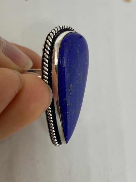 Vintage Blue Genuine Lapis Lazuli Ring Size 7 - image 3